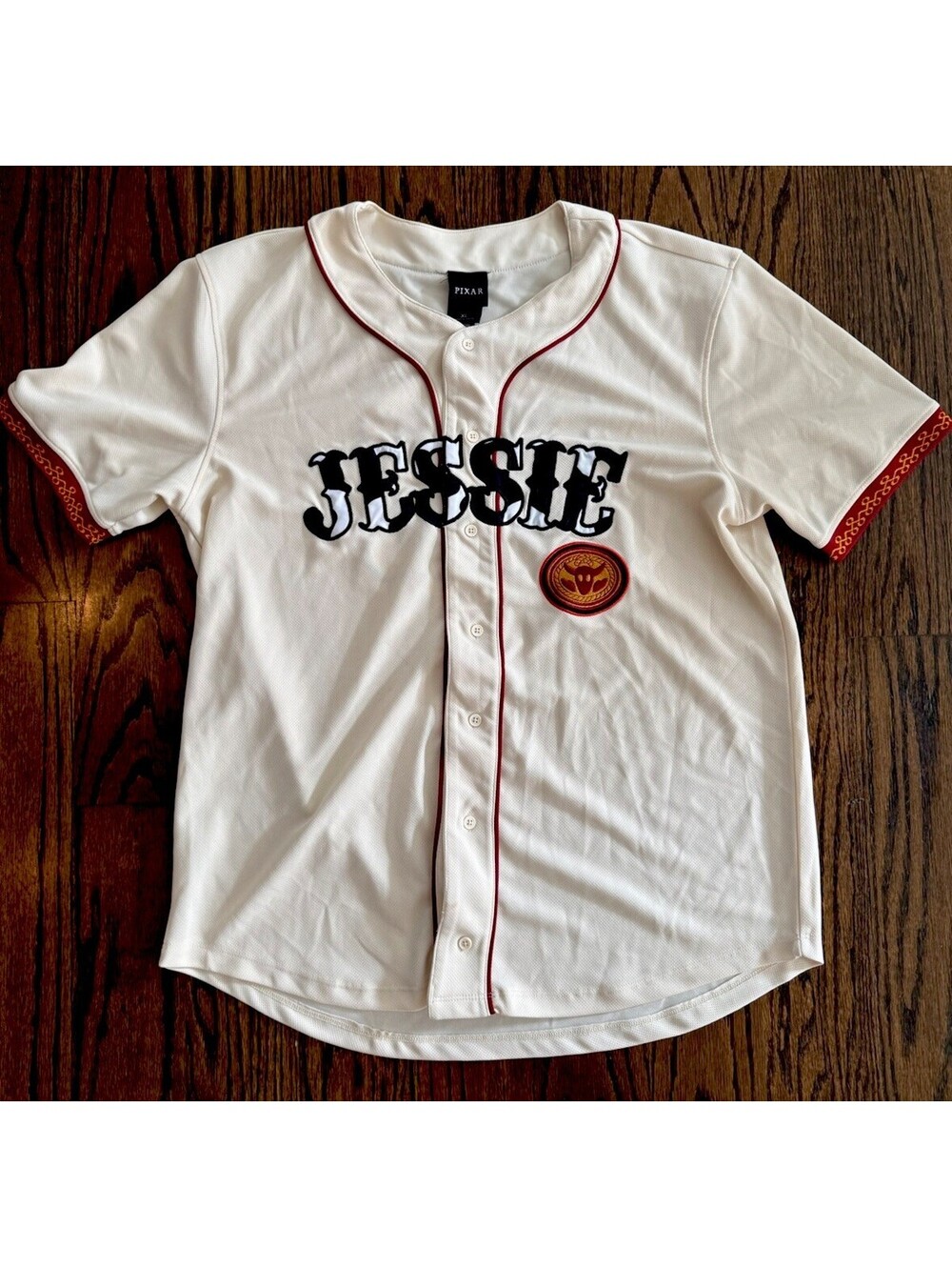 Disney Pixar Toy Story Jessie Adult Baseball Jersey, Off-White, Size XL, EUC